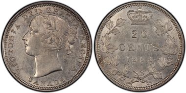 1858 20C Re-engraved 5 AU55