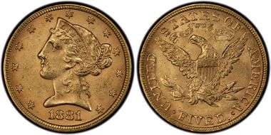 1881 $5 MS62