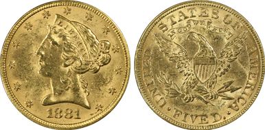 1881 $5 MS62