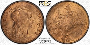 1908 5C Gad-165 F-119 MS65RB