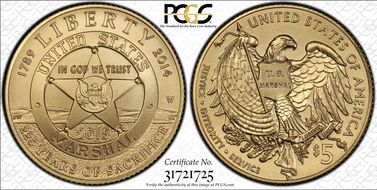 2015-W $5 U.S. Marshals Service USMS Label - First Strike MS70