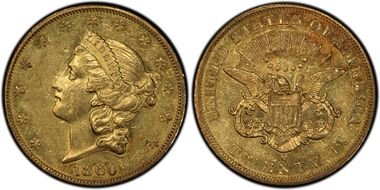 1860-O $20 AU58