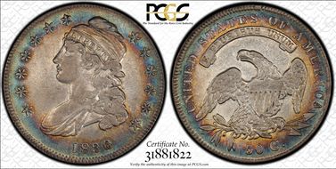 1836 50C Lettered Edge XF40