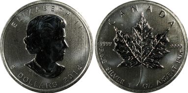2012 $5 Maple Leaf/Ag MS65