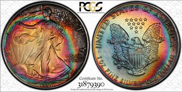 1991 $1 Silver Eagle MS64