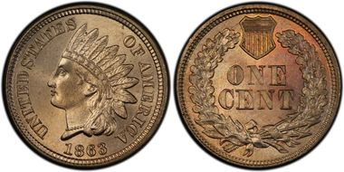 1863 1C MS66+