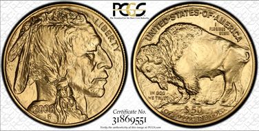 2008 $50 American Buffalo .9999 Fine Gold MS70
