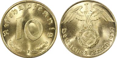 1937-F 10 Pfg J-364 MS65+