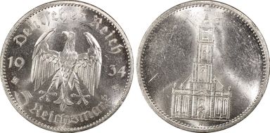 1934-A 5 Mk Potsdam N/D J-357 MS62+