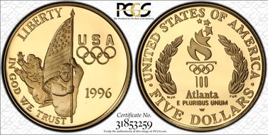 1996-W $5 Flag PR69DCAM