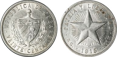 1915 20C High Relief, Coarse Reeding KM-13.1 AU55