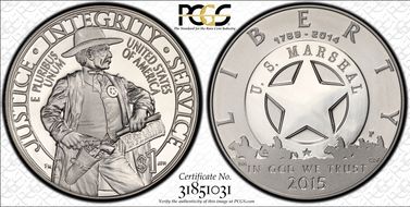 2015-P $1 U.S. Marshals Service USMS Label - First Strike PR69DCAM