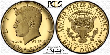 2014-W 50C Gold 50th Anniversary First Strike  PR70DCAM