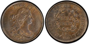 1804 1/2C Crosslet 4, No Stems MS63BN