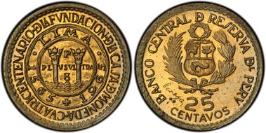 1965 25C 400th Ann Lima Mint KM-238 PR66