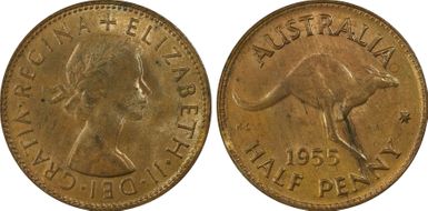 1955(p) 1/2D No Dot MS63RB