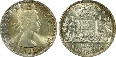 1954(m) Florin KM-54  Ag MS63