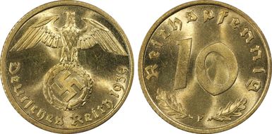 1939-F 10 Pfg J-364 MS65