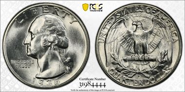 1936-D 25C MS65