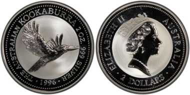 1996 $2 Kookaburra 2oz Ag MS69