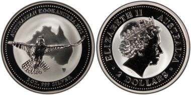 2002 $2 Kookaburra 2oz Ag MS69
