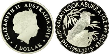 2015-P $1 Kookaburra Ag First Strike PR70DCAM