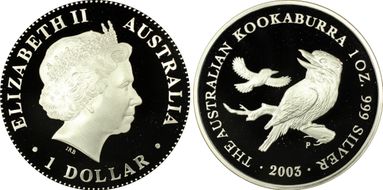 2003-P $1 Kookaburra Ag PR69DCAM