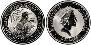 1993 $2 Kookaburra 2oz Ag MS69