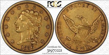 1836 $2.50 Block 8 XF40