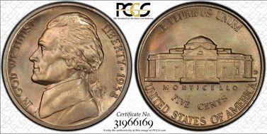 1938-D 5C Jefferson MS66
