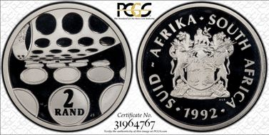 1992 2 Rand Coin Minting PR68DCAM