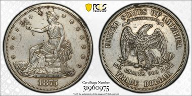 1875 T$1 Chopmarked N1