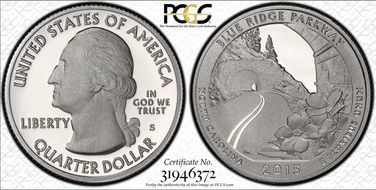 2015-S 25C Blue Ridge Pkwy -Silver PR69DCAM