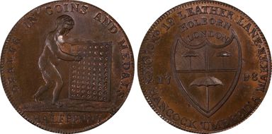 1798 Tk 1/2D DH-322 Middlesex, Hancock's MS66BN