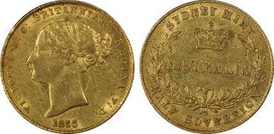 1856-SY 1/2 Sov Berry above L of HALF AU55