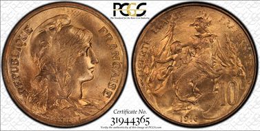 1916 10C Gad-277 F-136 Étoile MS65RD