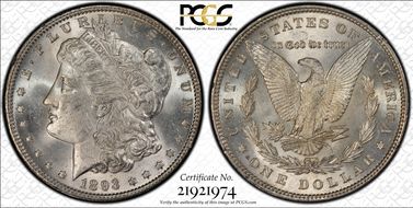 1893 $1 MS62