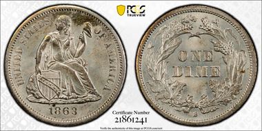 1863-S 10C MS65
