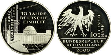 2000-D 10 Mk Reunification KM-201 PR68DCAM