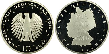 2010-A € 10 German Unification KM-290 PR67DCAM