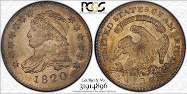 1820 10C JR-10, Small 0 MS65+