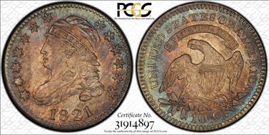 1821 10C JR-2 Large Date MS66