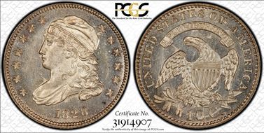 1828 10C JR-1, Small Date MS65+