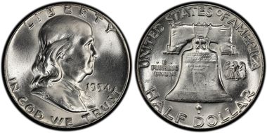 1954 50C Obv Die Clash FS-402 MS65