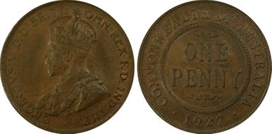 1927 (m) 1D English obverse MS63BN