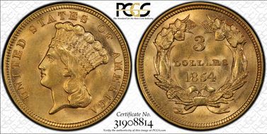 1854 $3 MS62