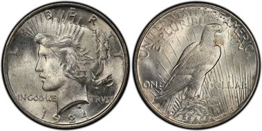 1924 $1 VAM 8A, Extra Hair MS64