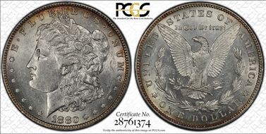 1880-O $1 VAM 17 Checkmark AU55