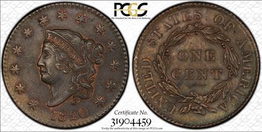 1820 1C Large Date MS63BN