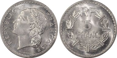 1946 5 Fr Gad-766 F-339 Al MS64